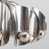 Italian Space Age chandelier in chrome with mirror bulbs, 1970s