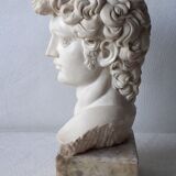 David's head in plaster on signed marble base - Perfect condition