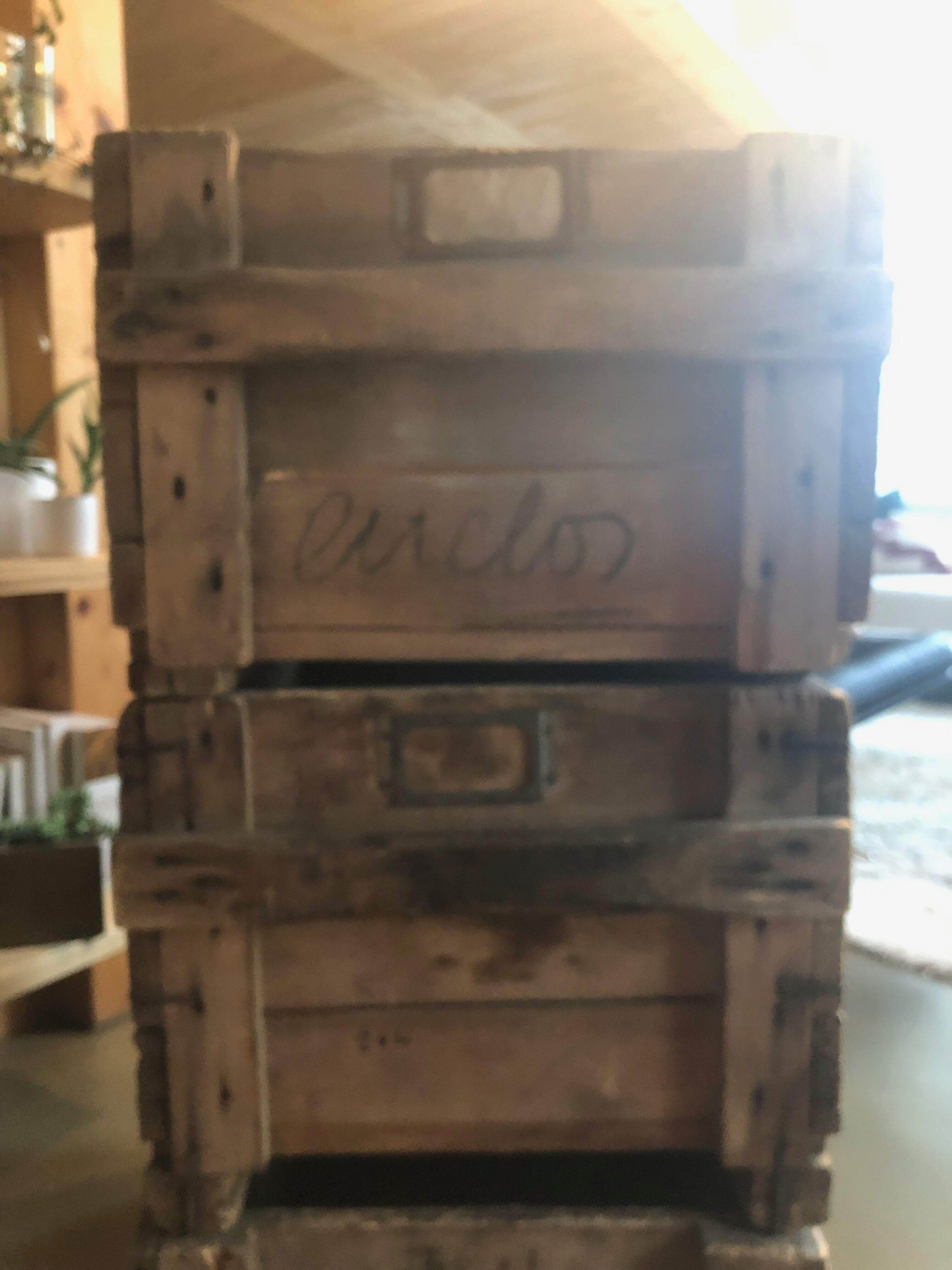 Old industrial type boxes all in wood