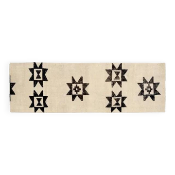 1970s Vintage Turkish Oushak Handmade Wool Cotton Beige Runner Rug 88x279