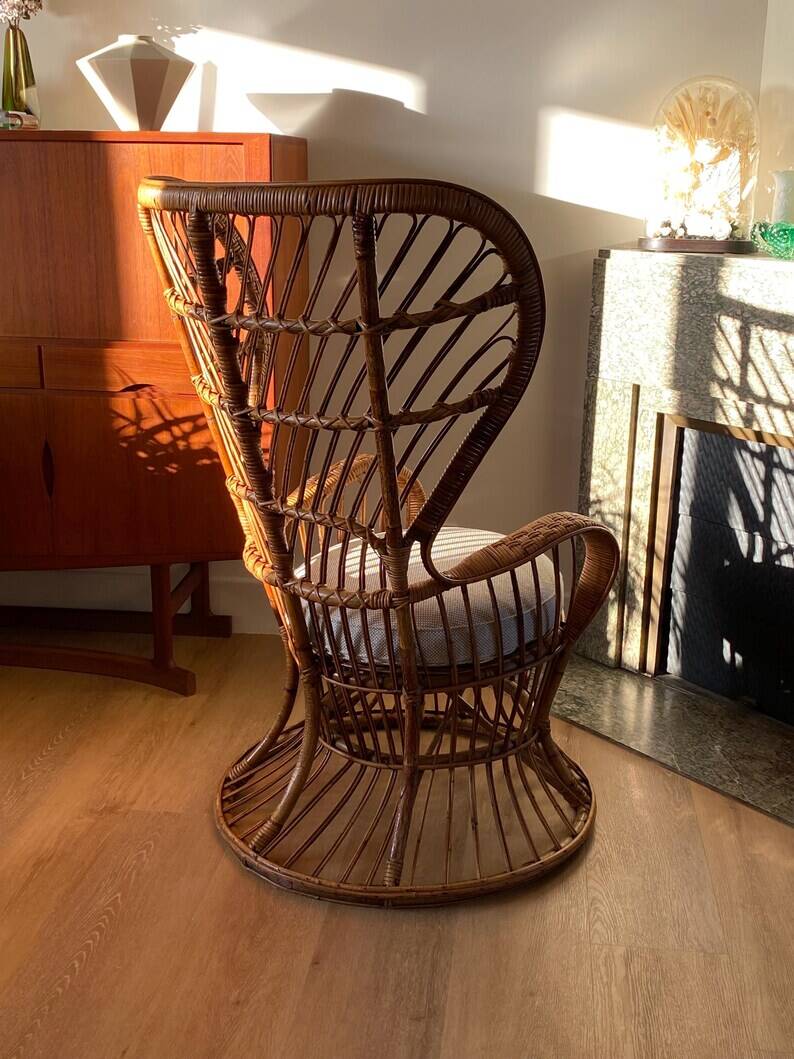 Conte armchair by Biancamano in rattan by Gio Ponti and Lio Carminati, Italy 1960s