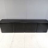 Large vintage black lacquered sideboard, 70s