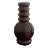 Brown wooden vase folk art