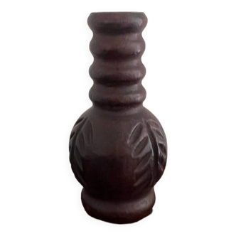 Vase bois marron art populaire