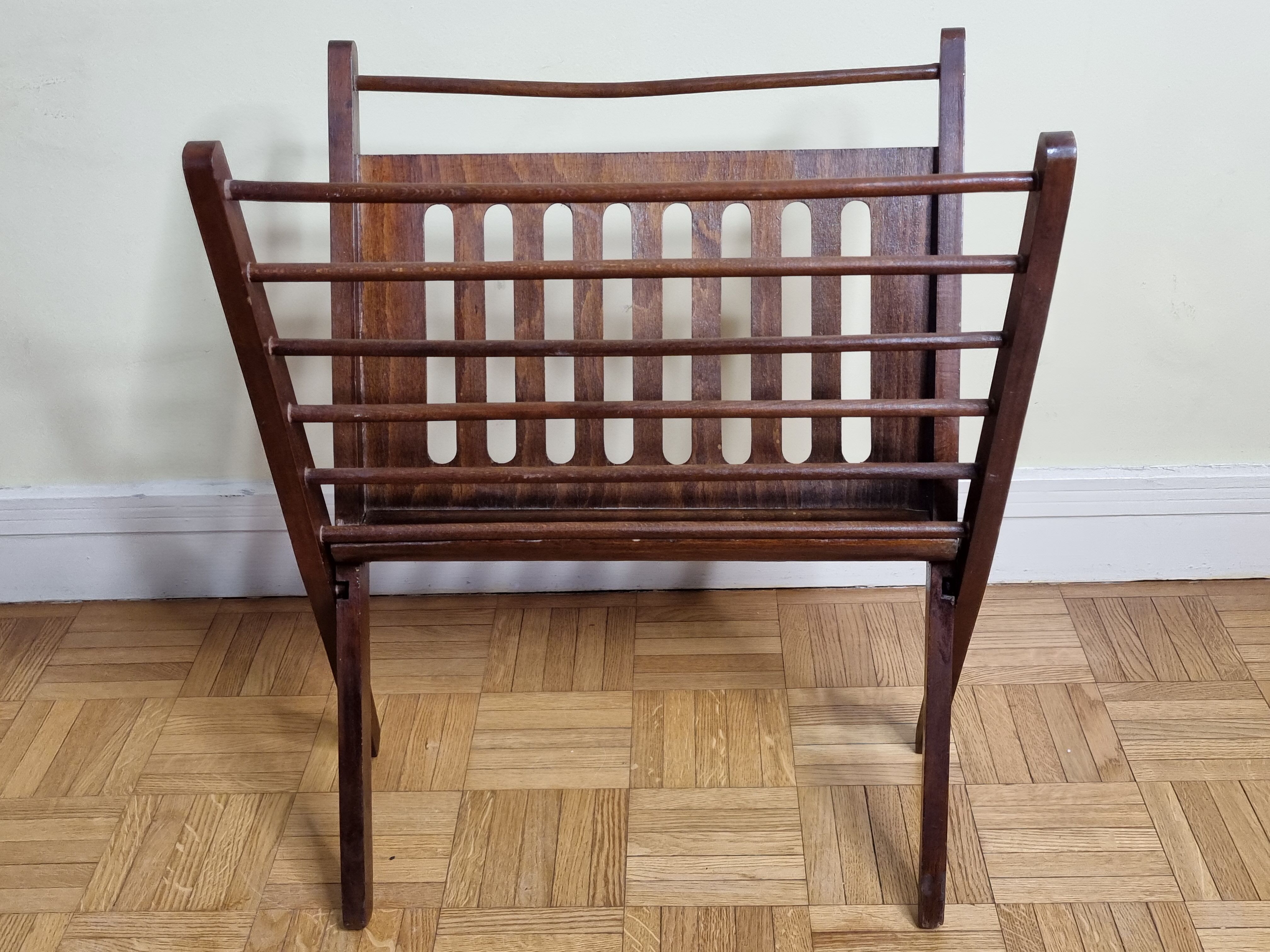 Folding teak magazine holder by Cees Braakman