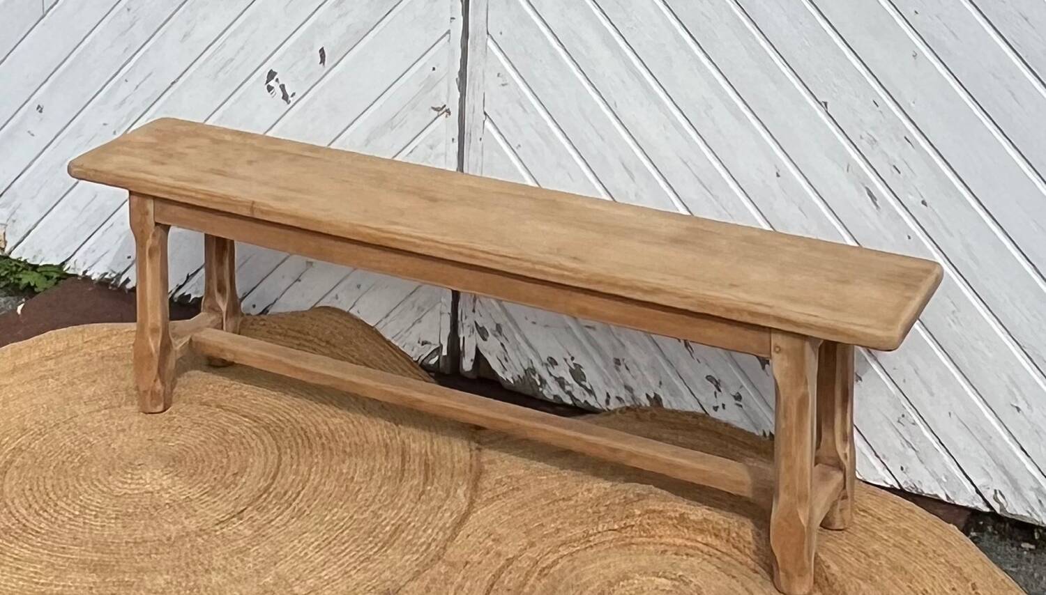 Pair of antique benches in raw solid oak - 1.60m