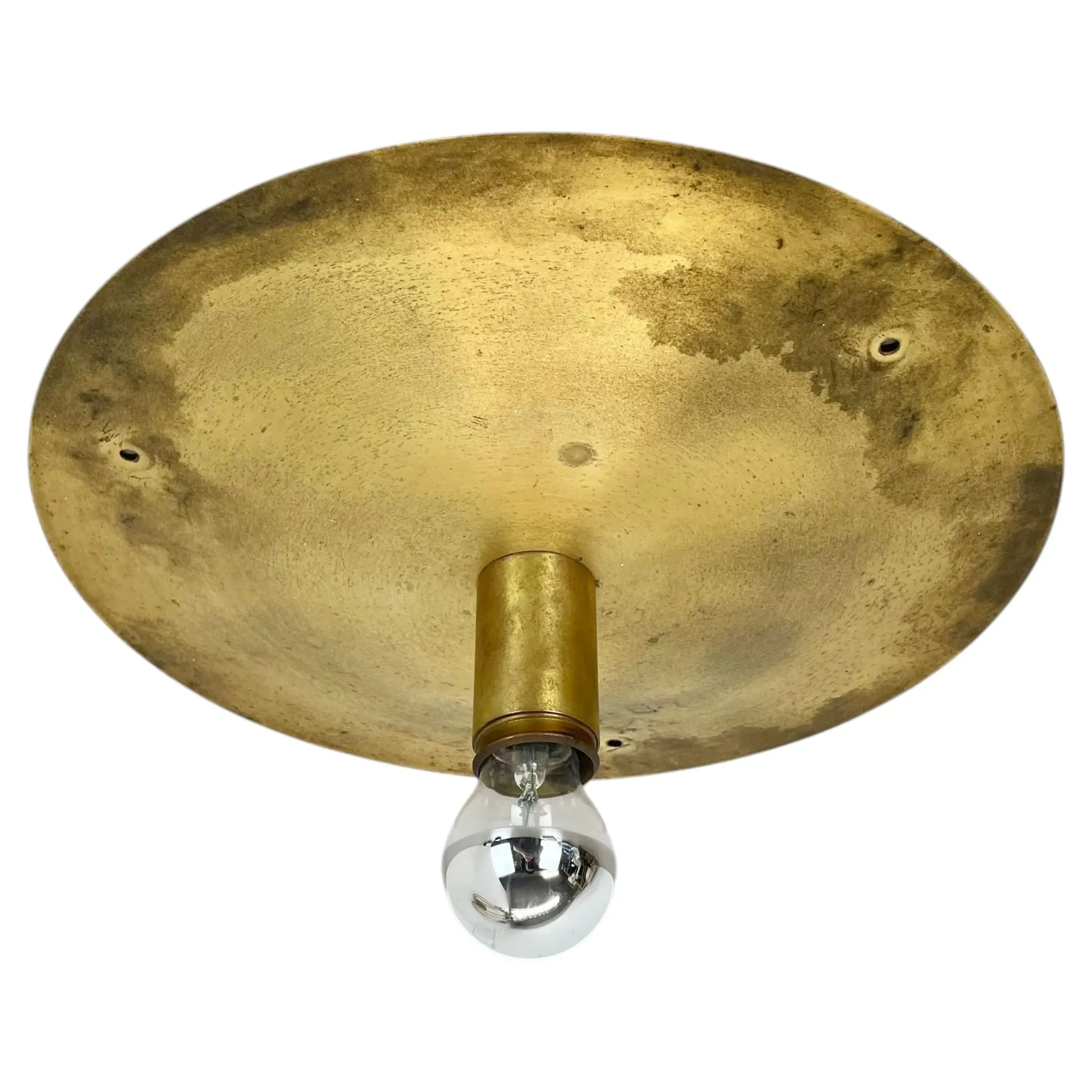 Wall-Ceiling Lamp made of Unique Brass in the Style of Gino Sarfatti, Flush Mount Lighting Italy 1950s
