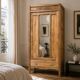 Art Deco bonnetière wardrobe from Paris in raw and solid oak.