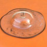 Coupe à fruits vintage design forme atypique verre soufflé  verrerie d' art