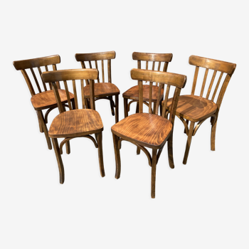 Set of 6 chairs bistrot café baumann bentwood from the 1950s