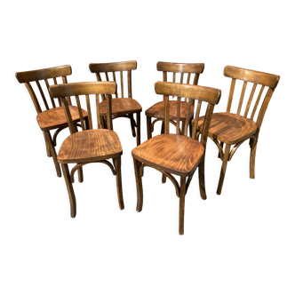Set of 6 chairs bistrot café baumann bentwood from the 1950s