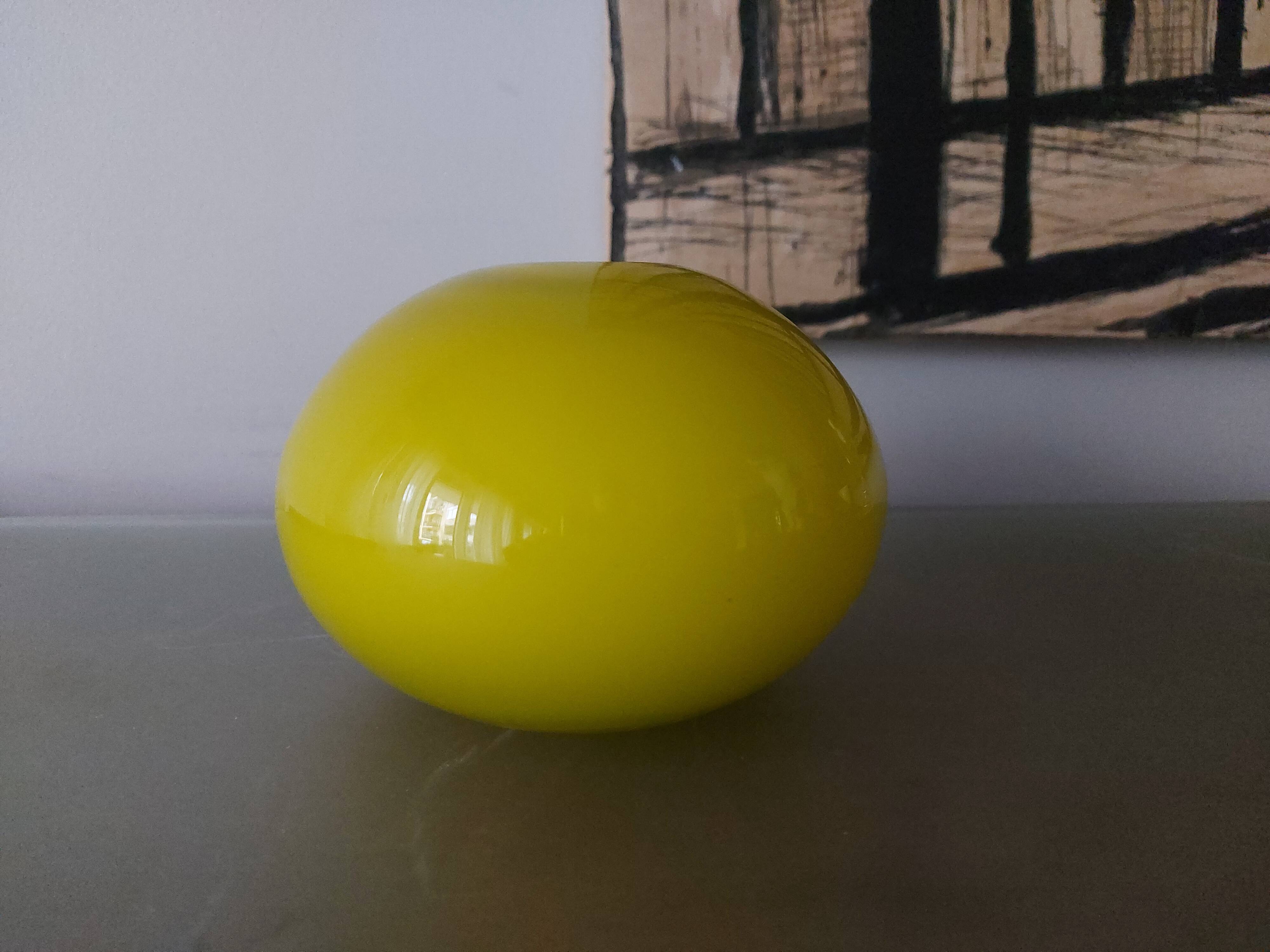 Yellow blown glass vase