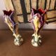 Pair of art nouveau slip vases, soliflore, iris