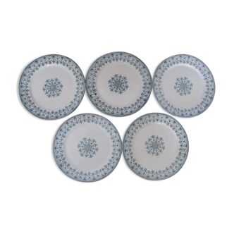 5 assiettes plates en terre de fer de Badonviller