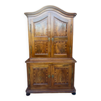 Two-body sideboard in Walnut with marquetry decoration, 19th century period