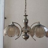 Lustre trois fleurs en métal doré