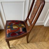 Vintage - 1930s chair with marquetry - Art Deco style - Renovated