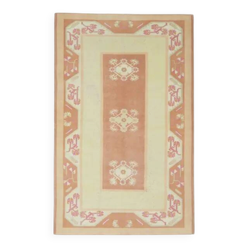 1970s Vintage Turkish Oushak Handmade  Cream Area Rug  150x240