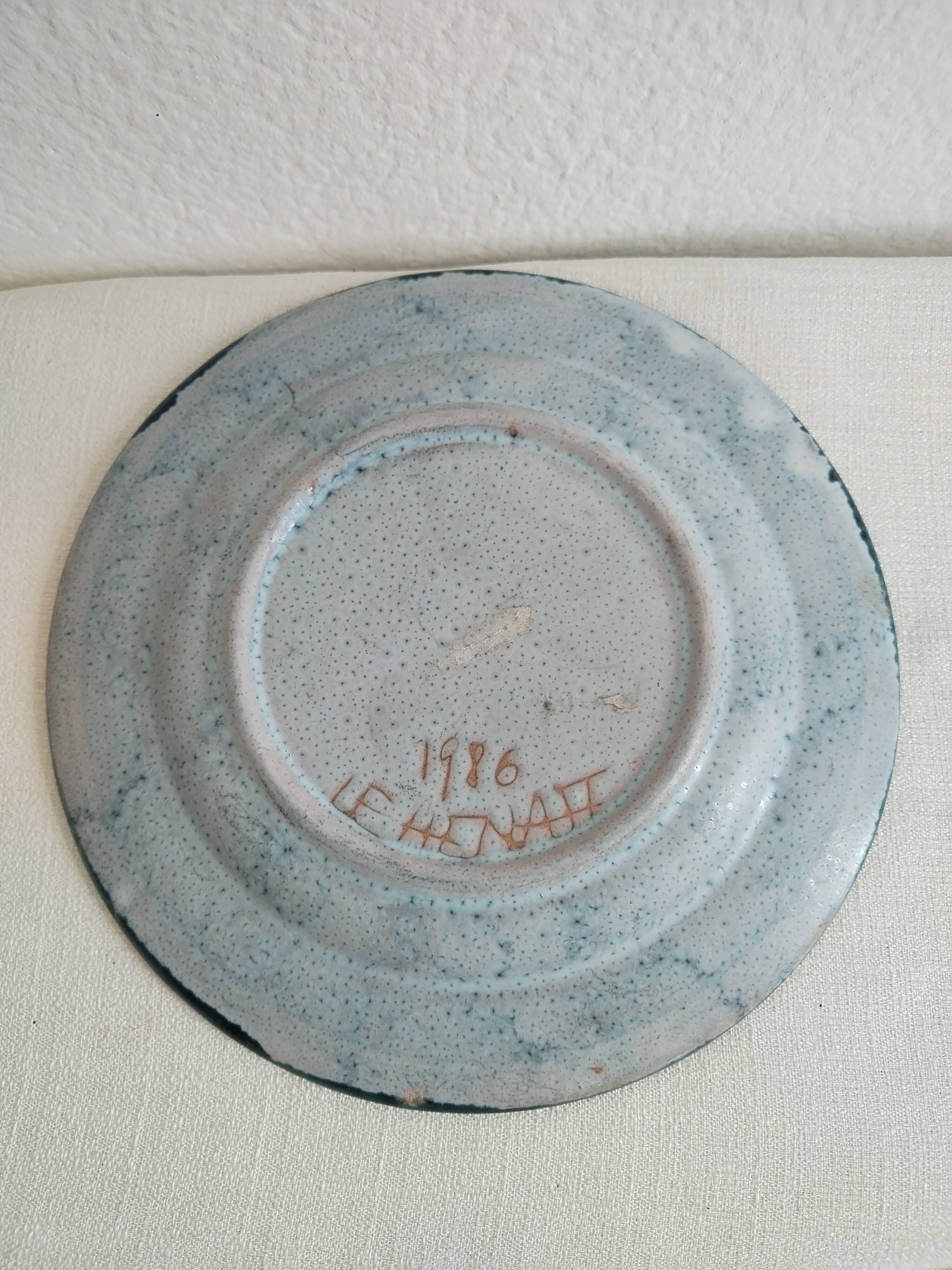 Ceramic plate Robert Le Hénaff - Breton triskell - 1986