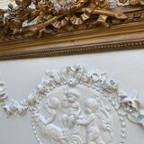 19th century Louis XVI style mirror in wood gilded with gold leaf, 74x150cm