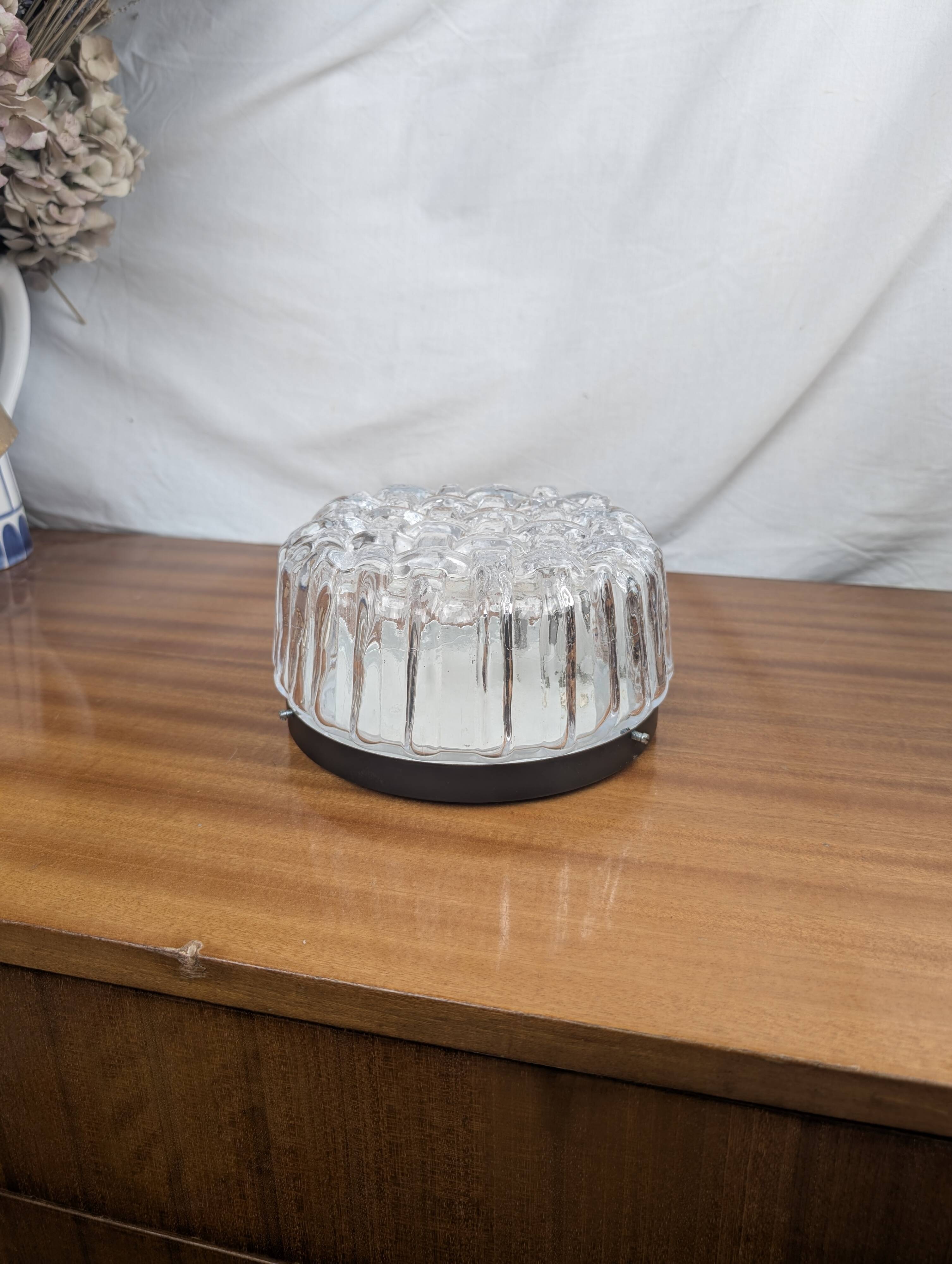 Vintage 60s Woven Glass Modernist Wall or Ceiling Light