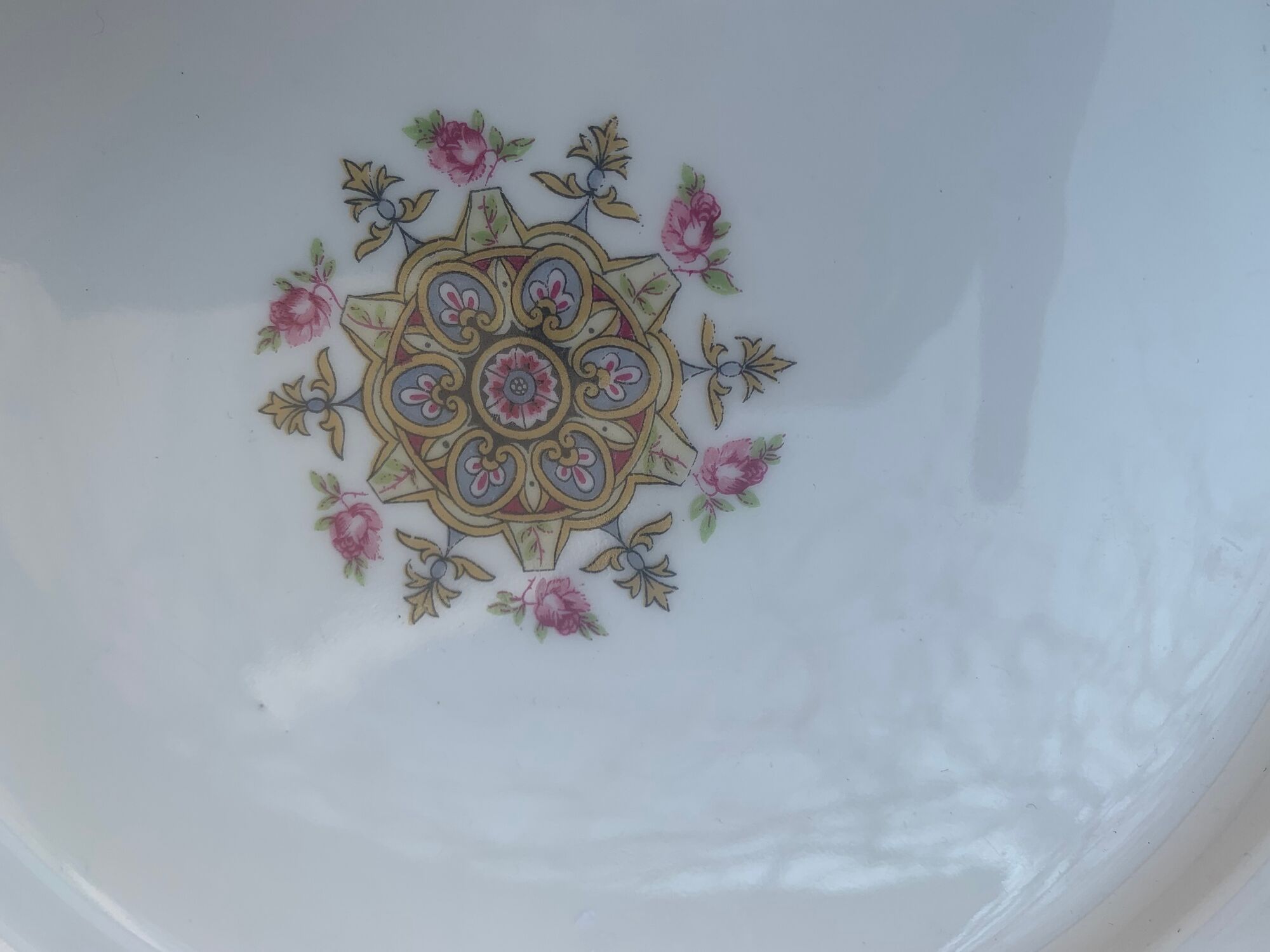 Compotier, porcelain fruit cup signed F. Legrand & cie limoges France