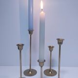 Five vintage Scandinavian design brass candlesticks