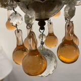 Lustre en forme de larme en verre de Murano rose des années 1950