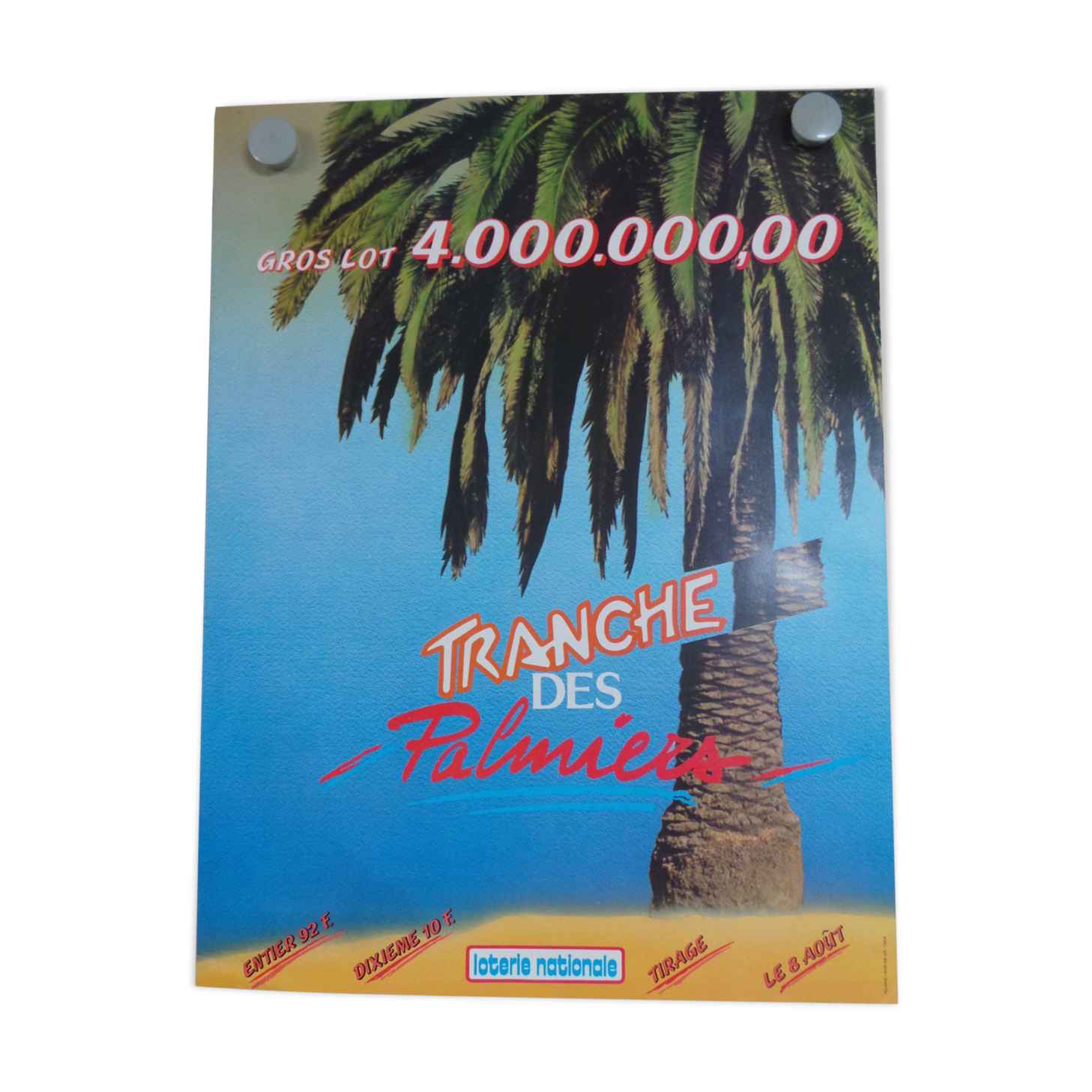 Original National Lottery Palm Slice Poster 1984