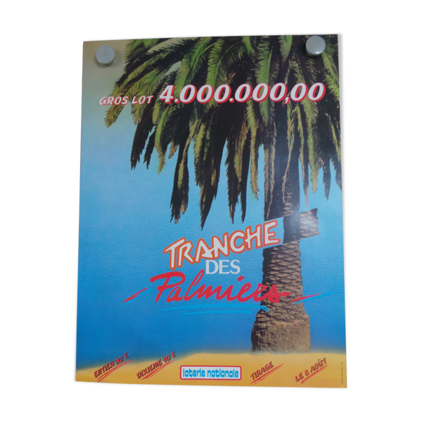 Affiche originale loterie nationale tranche des palmiers 1984 — Beyit