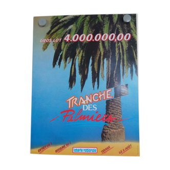 Affiche originale loterie nationale tranche des palmiers 1984
