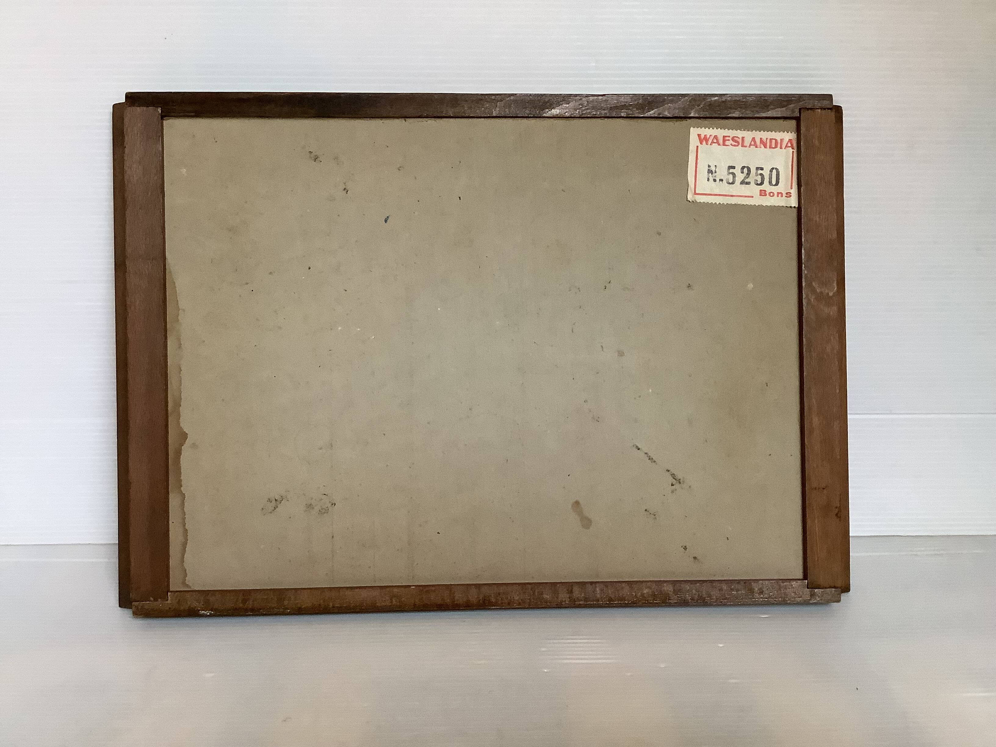 Vintage wooden tray with psychedelic Art Deco patterns.