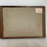 Old wooden tray with psychedelic art deco patterns