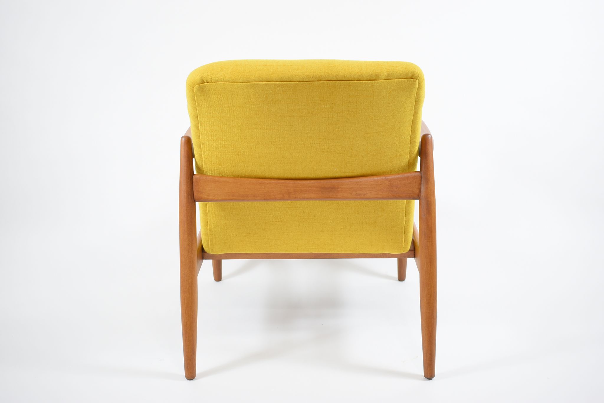 Vintage original armchair designer E.Homa, 1960s, fully restored, yellow fabric