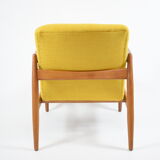 Vintage original armchair designer E.Homa, 1960s, fully restored, yellow fabric