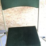 Lot of 4 golden folding chairs green velvet