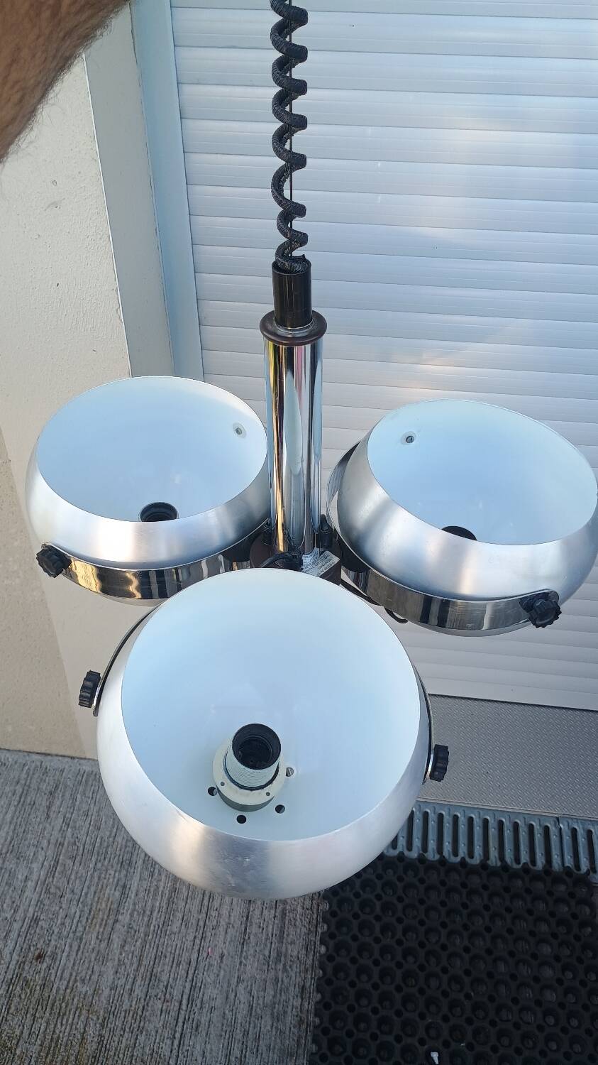 Suspension Lustre Space Age 1970 Eyeball Massive Art Belgium brushed aluminium