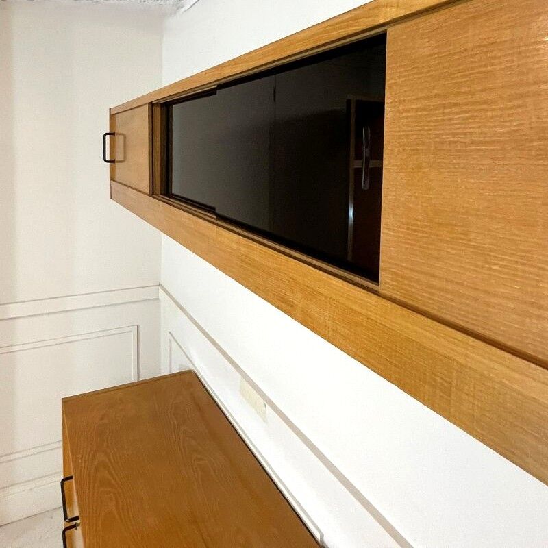 Vintage low sideboard set with matching wall unit.