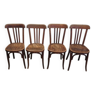 Lot de 4 chaises de bistrot Fischel vintage