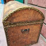 Wooden box and antique leather