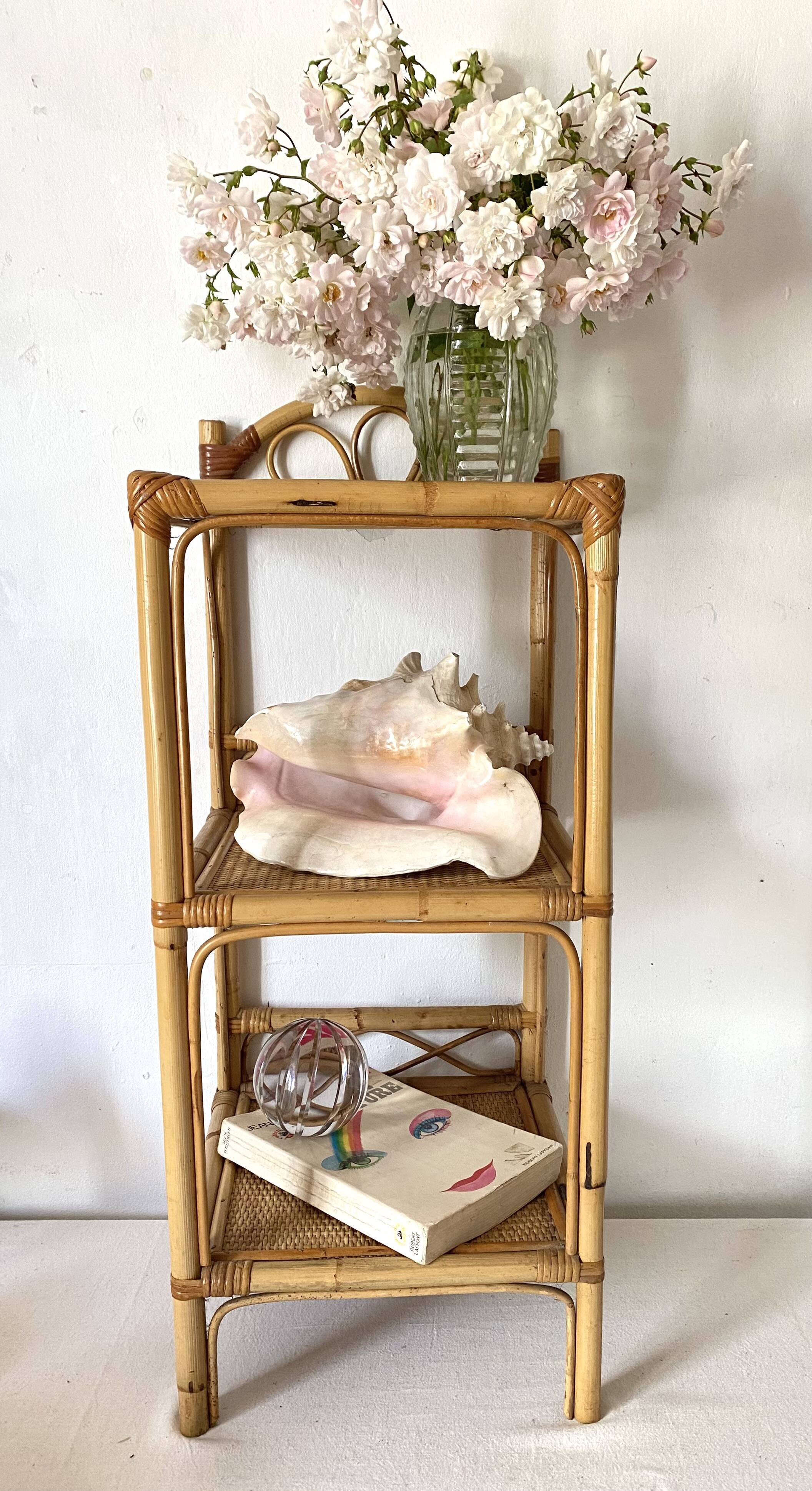 Vintage rattan shelf, bedside or end of sofa
