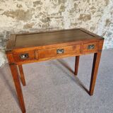 Vintage oak desk – 1970s – Green leather top and 3 drawers