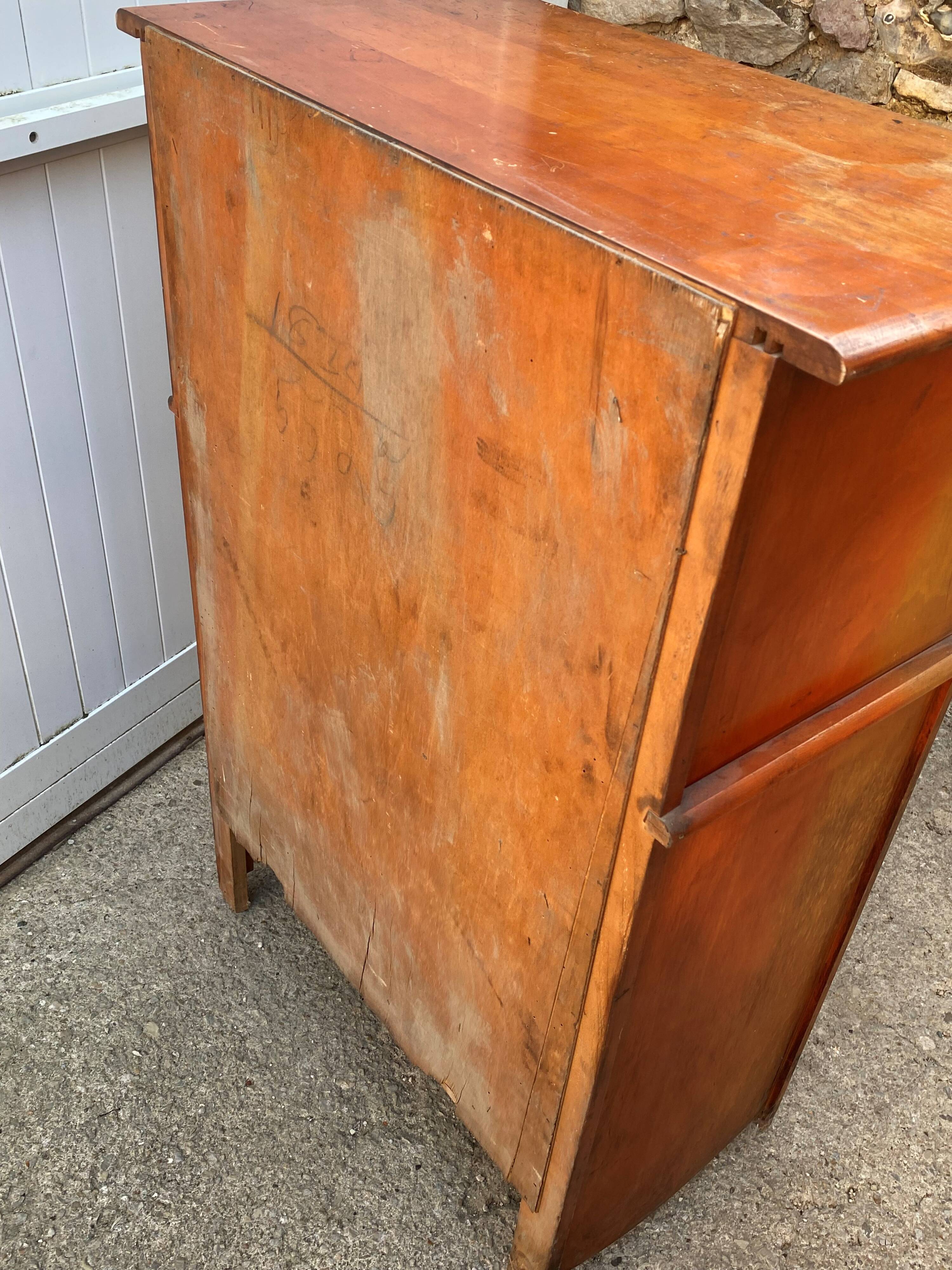 Meuble de métier de rangement commode haute en bois blanc 1950