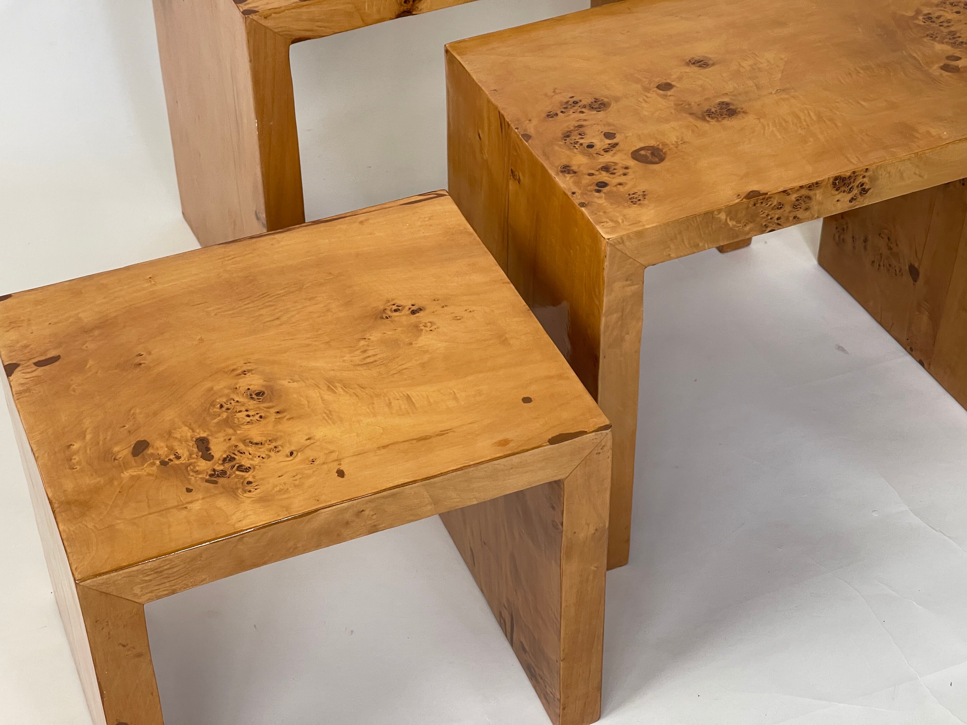 1970s burl nest tables