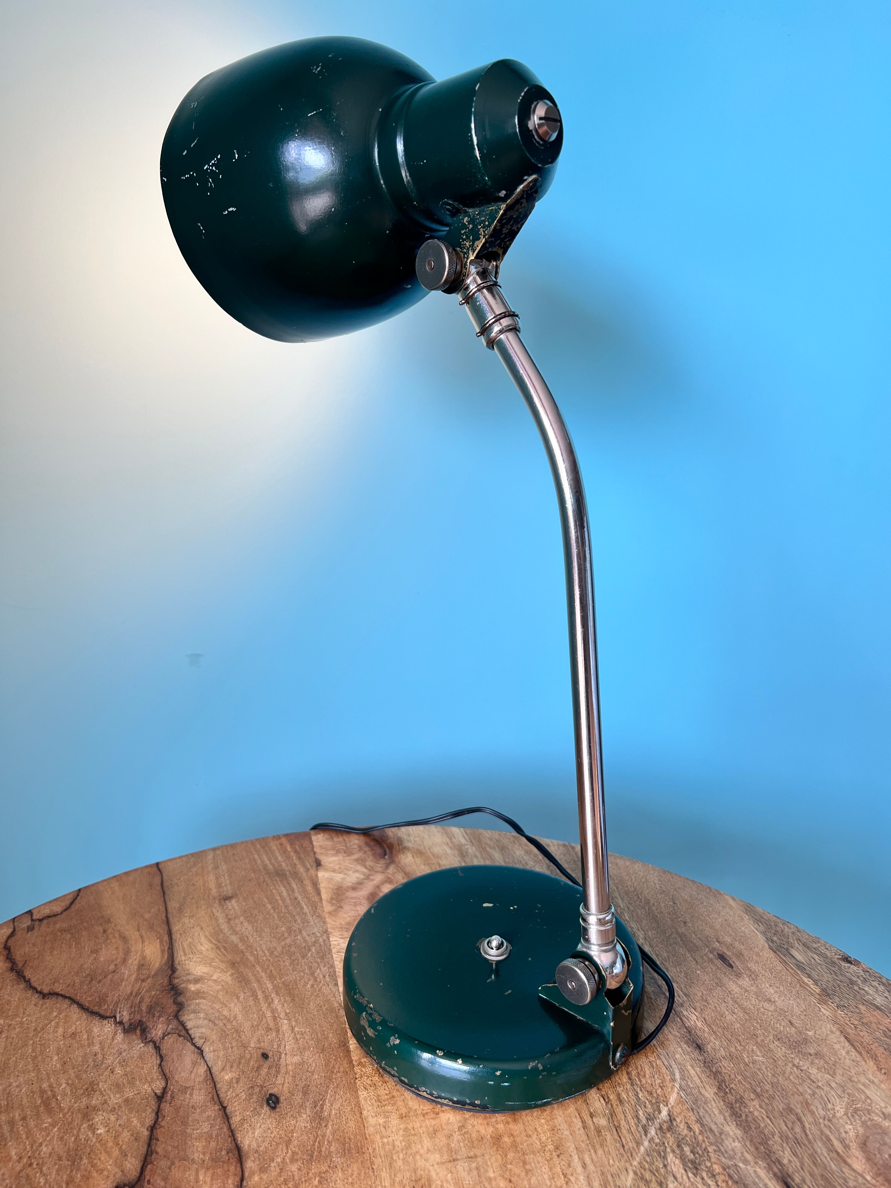 Bedside lamp from the 1950's, mid century table lamp with industrial style
