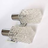 Pair of Targetti glass and chrome wall lights