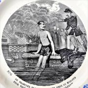 Earthenware plate Creil Montereau Histoire de Rire N° 6 Swimming in ST CLOUD