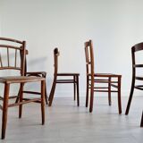 Mismatched wooden bistro chairs