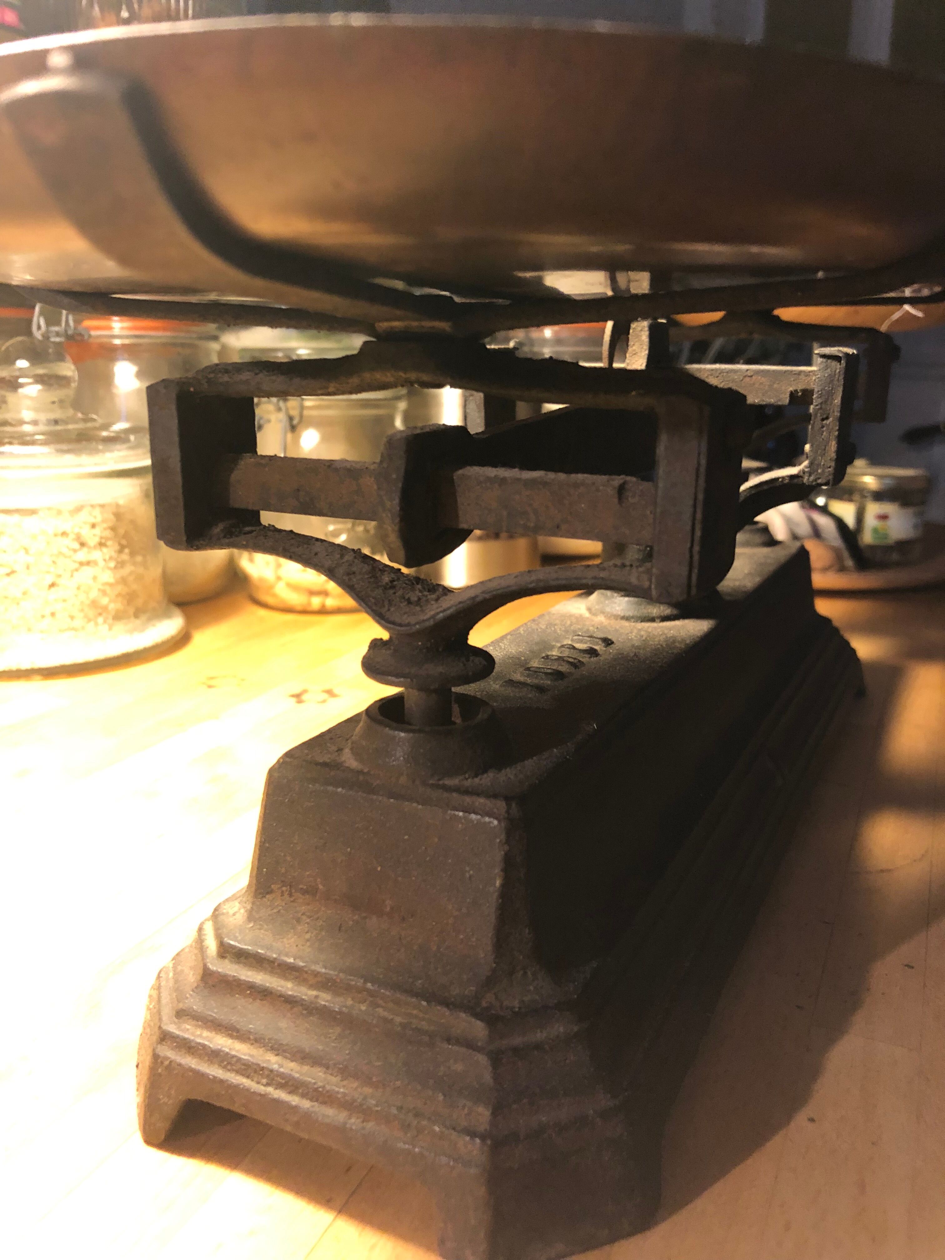 Old cast iron scale with weight