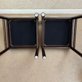 Pair of wooden chairs in loop fabric